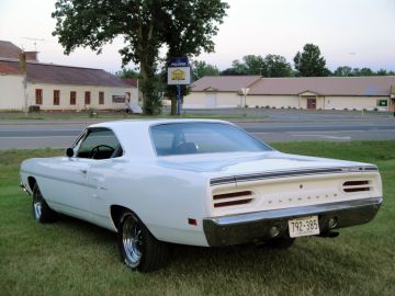 White 1970 Plymouth Road Runner rear